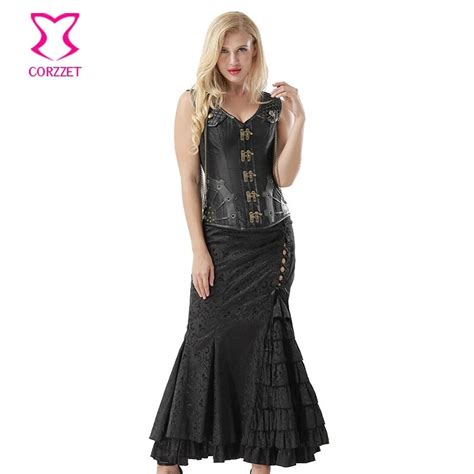 Black Sexy Corsets And Bustiers Steampunk Dress Vintage Corset Dresses