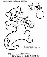 Diddle Hey Nursery Coloring Rhymes Rhyme Pages Fiddle Cat Sheets Bluebonkers Characters Clipart Preschool Character Printable Color Kids Story Popular sketch template
