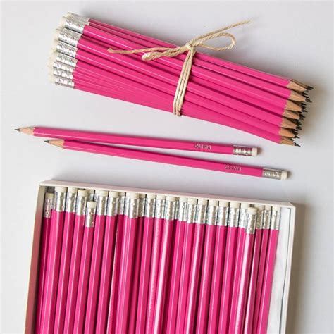 large pack personalised pink pencils   labels