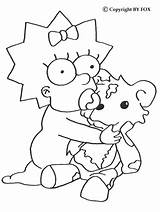 Coloring Pages Teddy Simpsons Maggie Hellokids Printable Cartoon Family Book sketch template