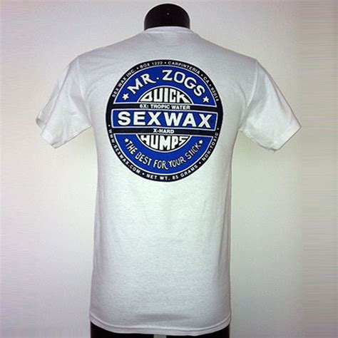 sex wax white t shirt blue logo mr zogs surf tee shirts