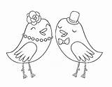 Birds Wedding Coloring Coloringcrew Envelope Heart sketch template