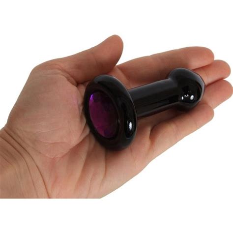 Black Rose Violet Gems Small Glass Butt Plug Sex Toys And Adult