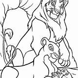 Simba Coloring Lion King Mufasa Branch Sleeping Tree Nala Cave Front sketch template