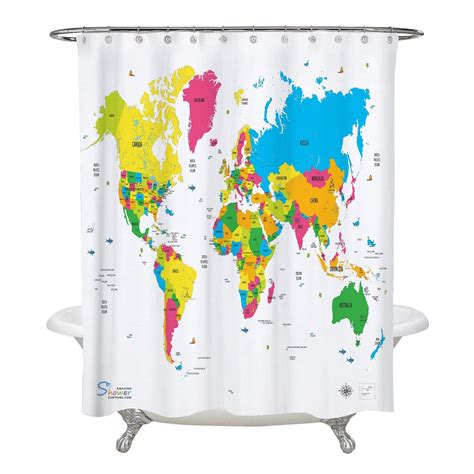 world map shower curtain map of the world