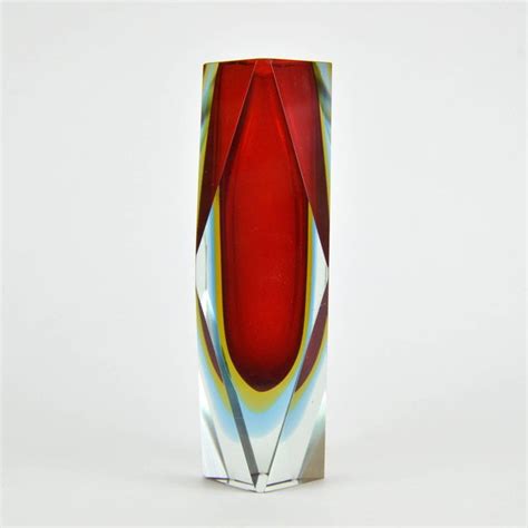 Vintage Murano Sommerso Colored Art Glass Vase 1960s At
