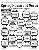 Printable Nouns Worksheet Verbs Color Worksheets Noun Spring Coloring Kids Speech Parts Pages Learning Kindergarten Mpmschoolsupplies sketch template