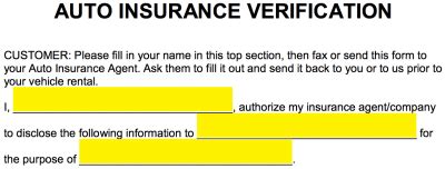 auto insurance verification letter word  eforms