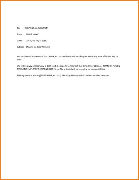 maternity leave notice letter sample canada health