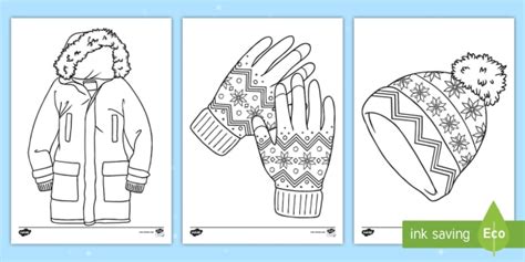 winter clothing colouring page teacher