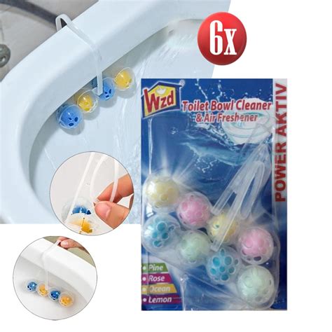 6x twin pack toilet rim cleaner air freshener balls bleach block bowl