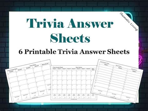 printable trivia answer sheet quiz answers template quiz
