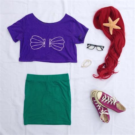 halloween diy hipster disney princess ariel how to make mermaid seashell bra crop top diy