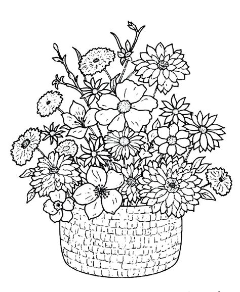 basket  flowers drawing  getdrawings
