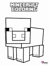Minecraft Coloring Pig Animal Bubakids sketch template