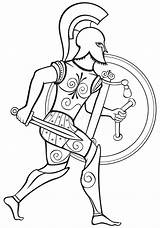 Greek Hoplite Grec Guerrier Greco Oplita Griekse Guerriero Antico Strijder Krieger Ancien Altgriechischer Bronze Spartan sketch template