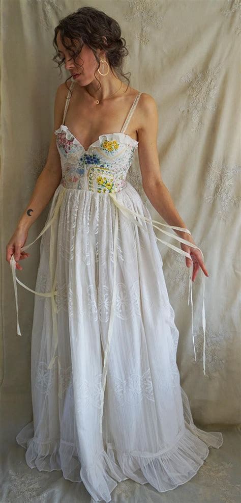 Bouquet Wedding Gown Floral Dress Whimsical Ethereal