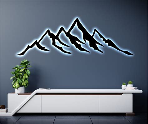 mountain led metal art sign light  mountain metal sign multi