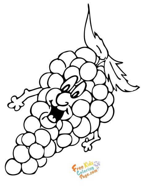 fruits happy grape face coloring  pagesfree printable coloring pages