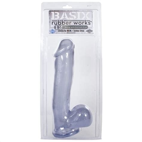 basix 12 dong w suction cup clear sex toys and adult