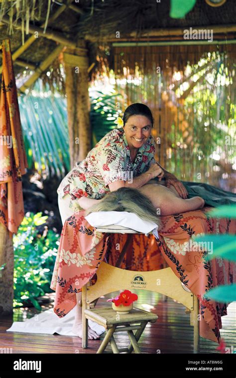 Woman Recieving Hawaiian Lomi Lomi Massage At The Mauna Lani Spa Stock