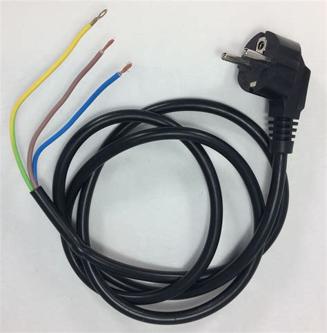 cordset  core black pvc cable  angle schuko plug