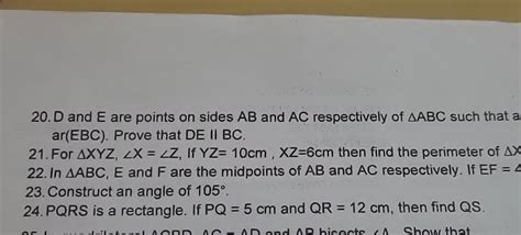 20 d and e are points on sides ab and ac respectively of abc such that