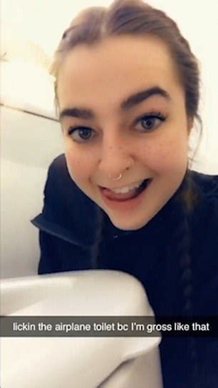 gender fluid sex worker films herself licking airplane toilet seat in