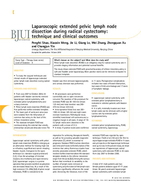 Pdf Laparoscopic Extended Pelvic Lymph Node Dissection During Radical