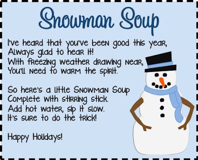 snowman soup label   resource room teacher  christmas