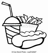 Fries French Coloring Hot Dog Drink Pages Clip Drawing Clipart Hamburger Food Drawings Fast Cartoon Drinking Vector Getdrawings Color Printable sketch template