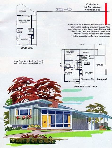 pin  danielle quales  mid century modern house plans vintage house plans mid century