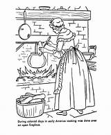 Coloring American Life Early Colonial Pages America Cooking History Printables Usa Pioneer Colony Adult Sheets Books House Homes Little Clip sketch template