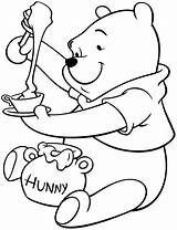 Pooh Winnie Honey Coloring Pages Bear Put Drawing Enjoying Tea Bowl Kids Drawings Coloringsky Disney Jar Sheet Template Printable Sheets sketch template