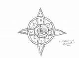 Compass Rose Tattoo Drawing Sketch Celtic Drawings Clipart Deviantart Tattoos Designs Draw Nautical Knot Hand Floral Work sketch template