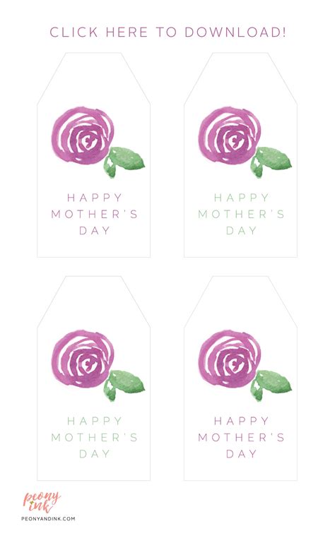 printable mothers day gift tags peony ink