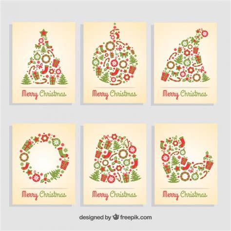 collection  christmas greeting cards vector