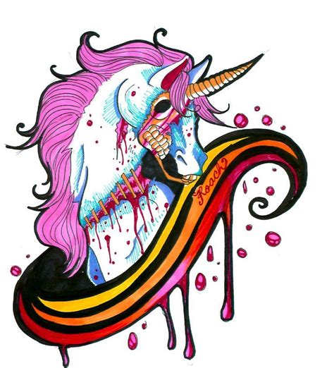 drawing   unicorn  pink hair