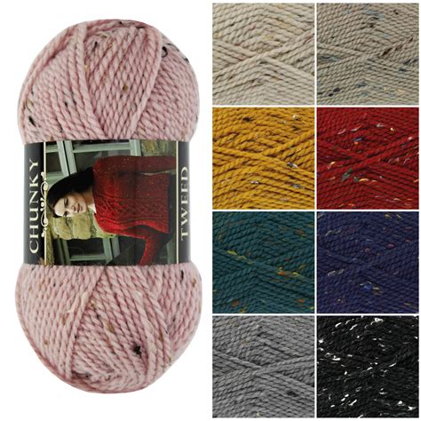 chunky tweed knitting yarn  king cole wool  colours