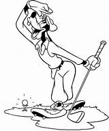 Golf Coloring Pages Goofy Disney Kids Mickey Cartoon Funny Mouse Drawing Themed Golfer Sports Book Pluto Cliparts Friends Playing Clipart sketch template