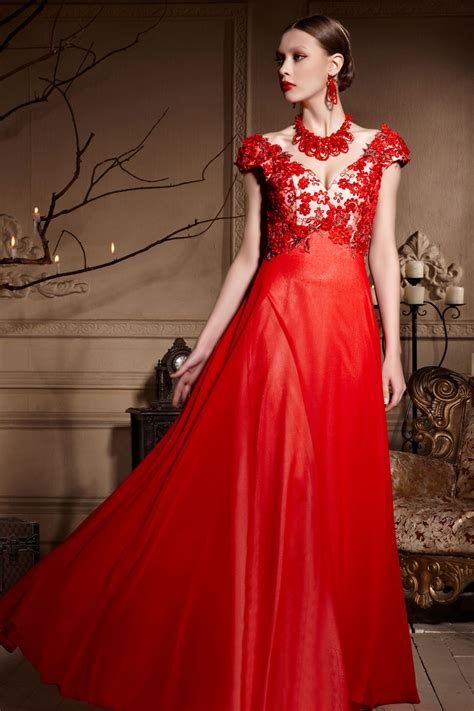 sexy red appliques backless cap sleeves chiffon long prom