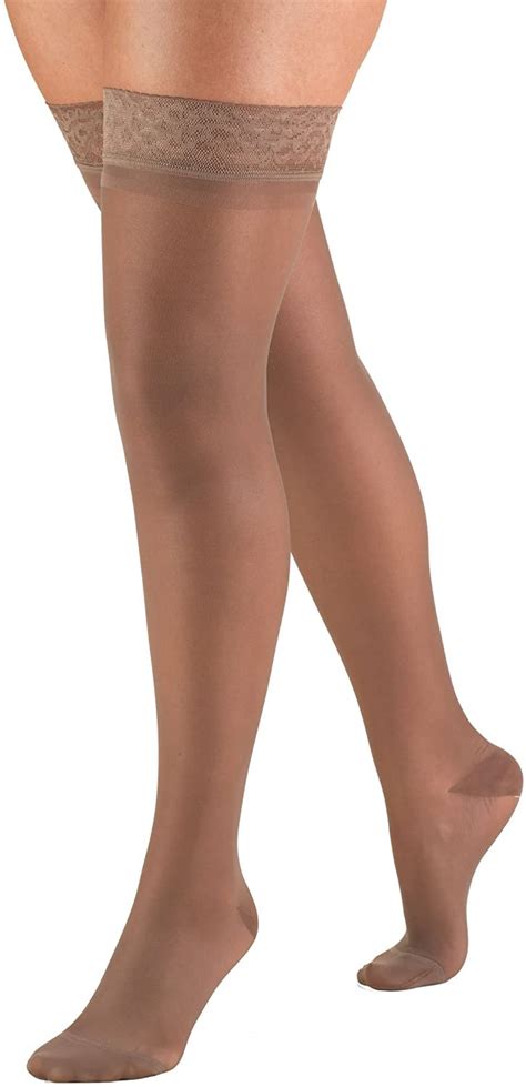 truform women s lites thigh high support stockings 15 20 mmhg