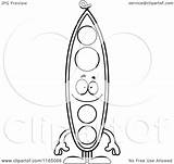 Mascot Pea Pod Happy Clipart Cartoon Outlined Coloring Vector Cory Thoman Royalty sketch template