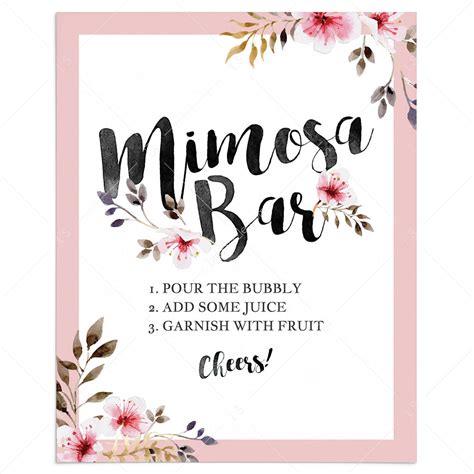mimosa bar sign printable customize  print