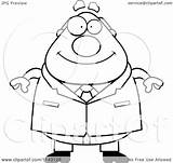 Chubby Businessman Boss Clipart Cartoon Cory Thoman Outlined Coloring Vector Waving Royalty sketch template