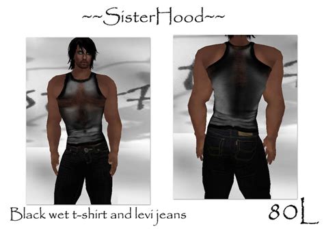 Second Life Marketplace ~~sisterhood~~ Black Wet T Shirt And Levi Jeans