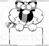 Raccoon Holding Sign Baby Cute Clipart Cartoon Cory Thoman Outlined Coloring Vector 2021 sketch template