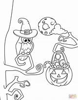 Coloring Pages Halloween Owl Jack Lantern Candies Printable Drawing Lanterns sketch template