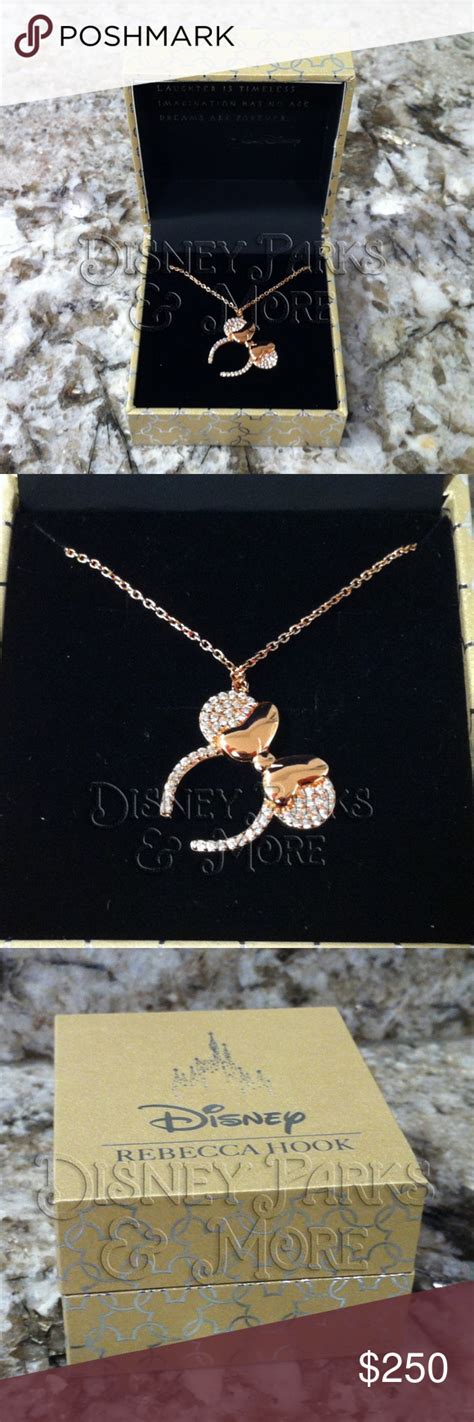 disney  rebecca hook rose gold ears necklace nwt disney jewelry necklace disney jewelry box