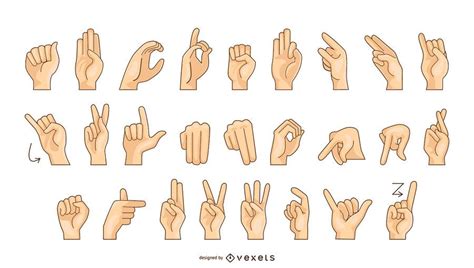 sign language alphabet vector chart vector